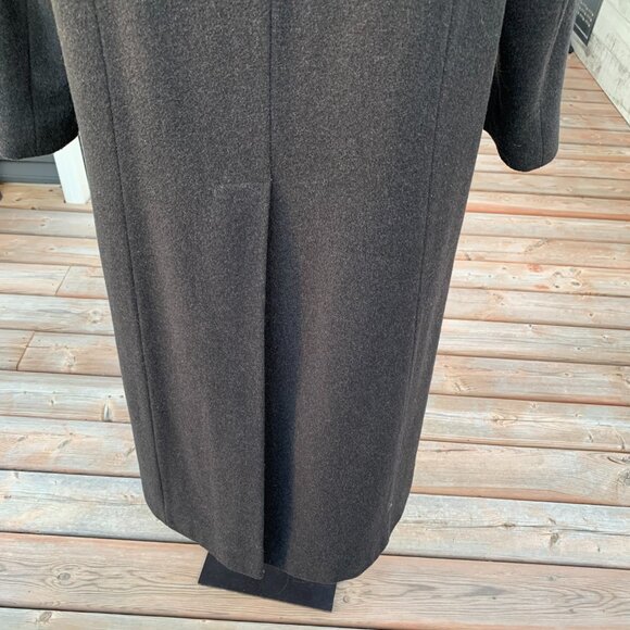 Vintage 90s Wool Cashmere Faux Fur Lined Hood Long Maxi Coat Overcoat - Picture 8 of 16